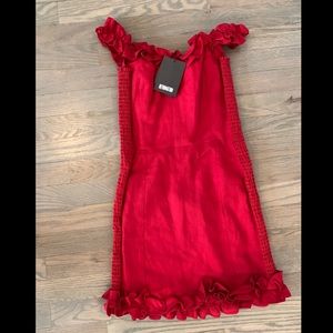 Reformation Bonita Ruffle Red Dress Linen size 6